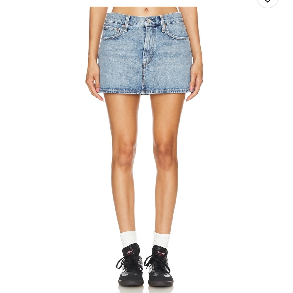 Agolde Alek Mini Skirt in Light Blue Denim